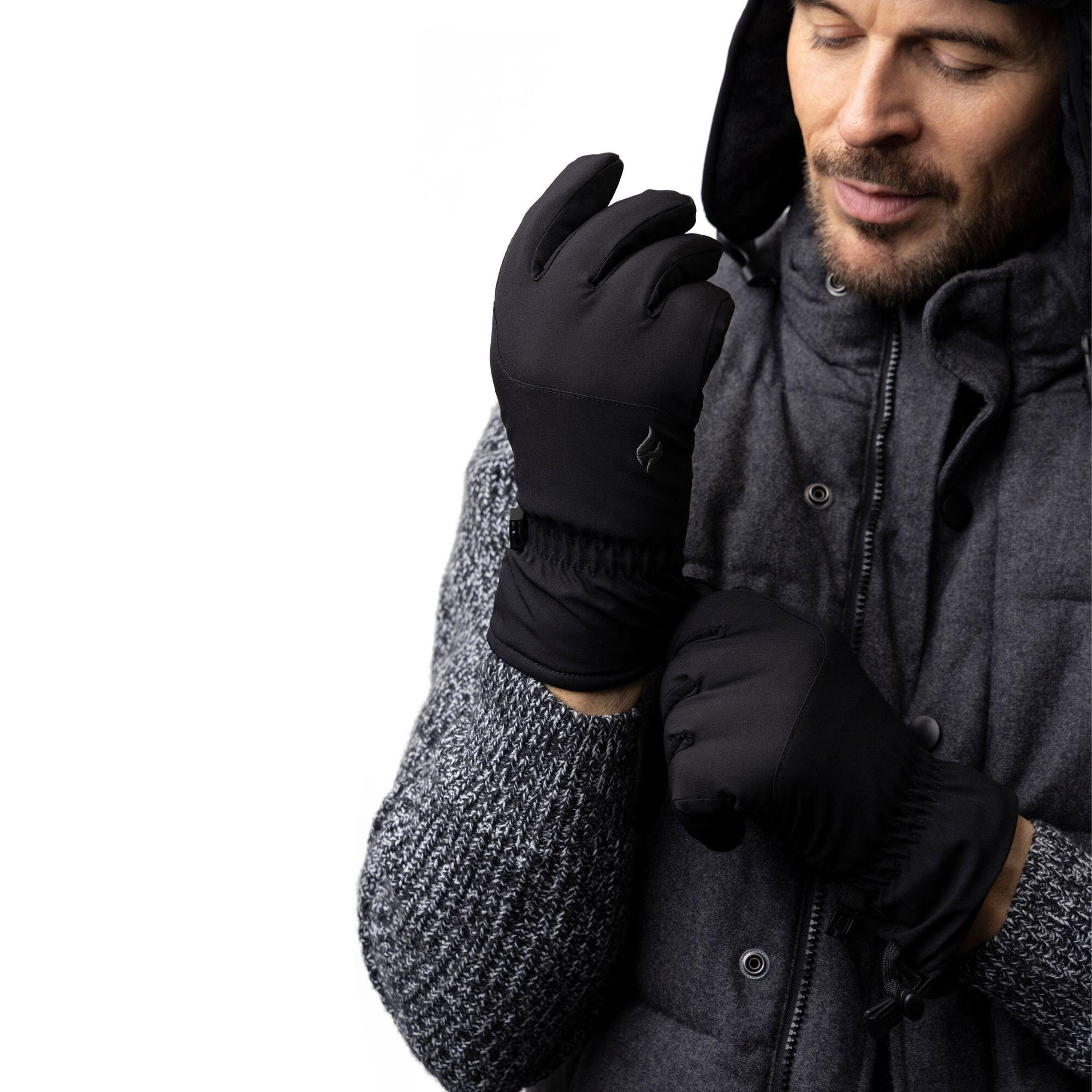 Mens Fleece Insulated Soft Shell Thermal Gloves with Touchscreen Fingertips 3/4