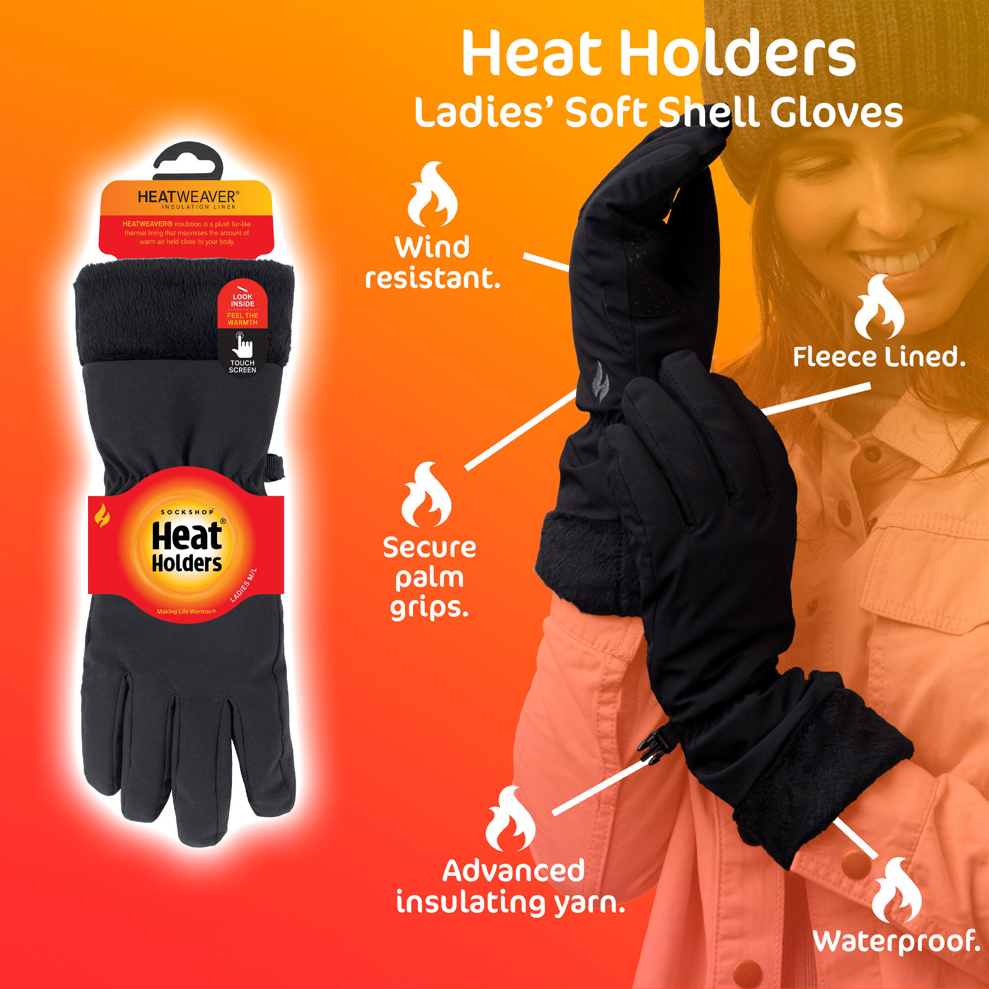 Womens Kenai Soft Shell Waterproof Wind Resistant Thermal Gloves HEAT