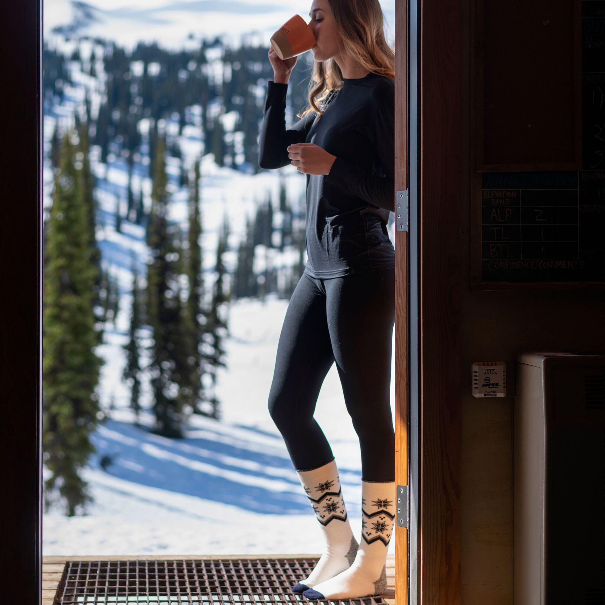 Ladies Thin Lightweight Warm Thermal Winter Long Knee High Ski Socks 3/4
