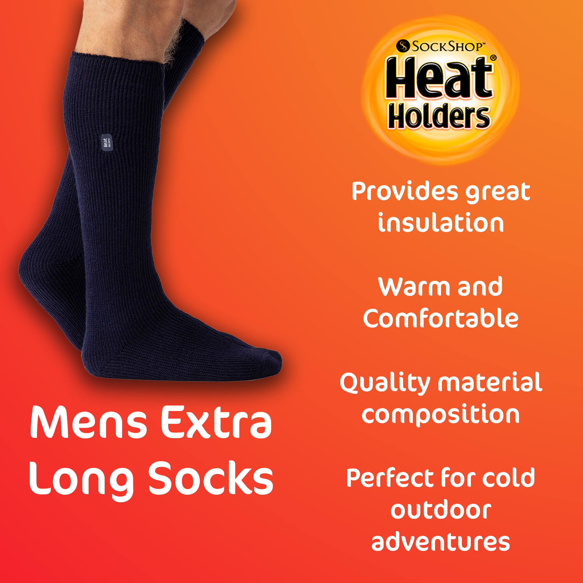 Mens Extra Long Thick Knee High Thermal Socks 3/4