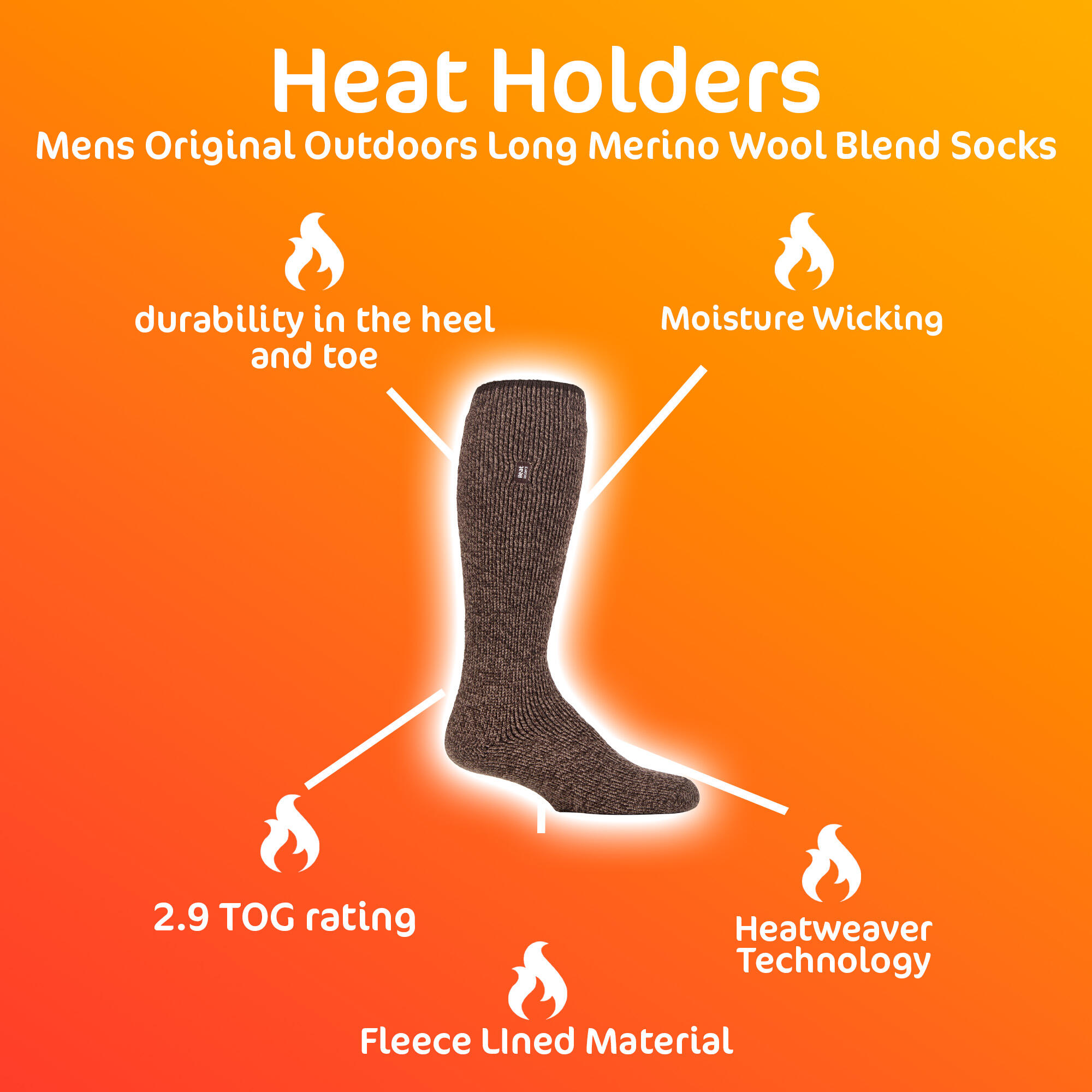 Mens Outdoor Merino Wool Knee High Long Thermal Socks for Winter 3/7