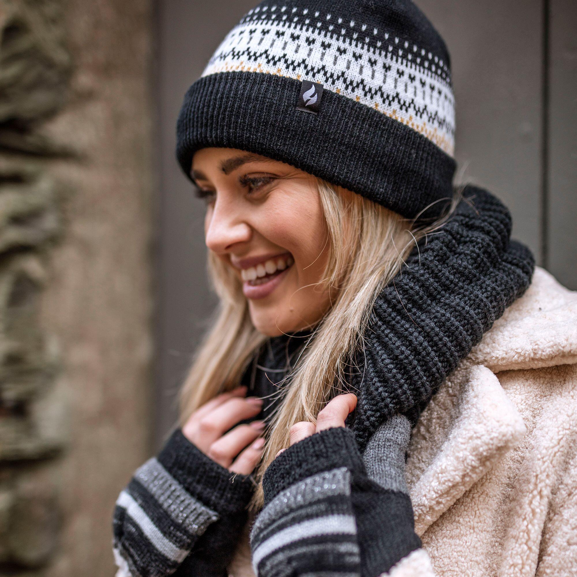 Heat Holders Beanie Mütze Damen mit Fleecefutter Winter Strickmütze mit Bommel 3/7