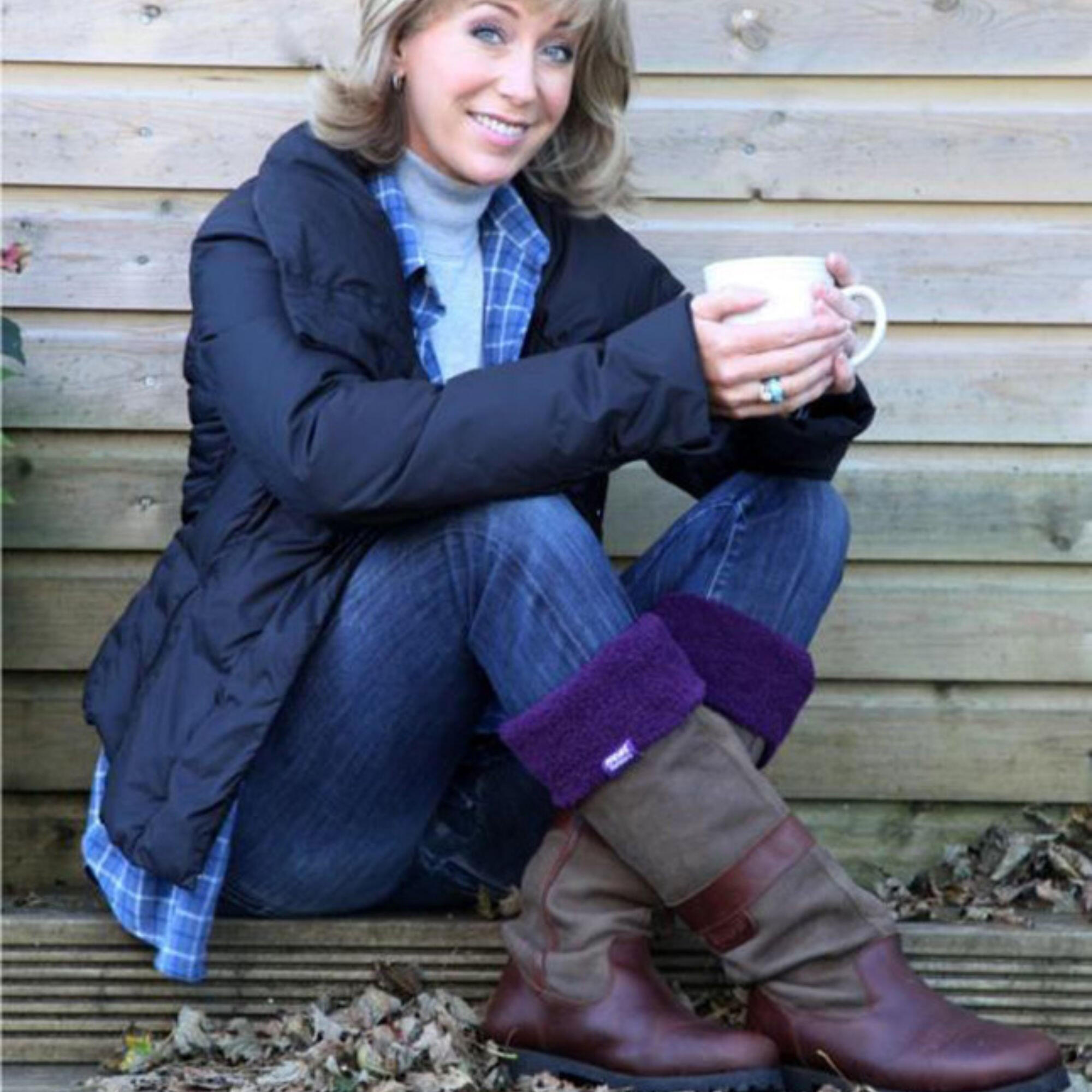 Ladies Thick Extra Long Knee High Thermal Wellington Boot Socks 3/5