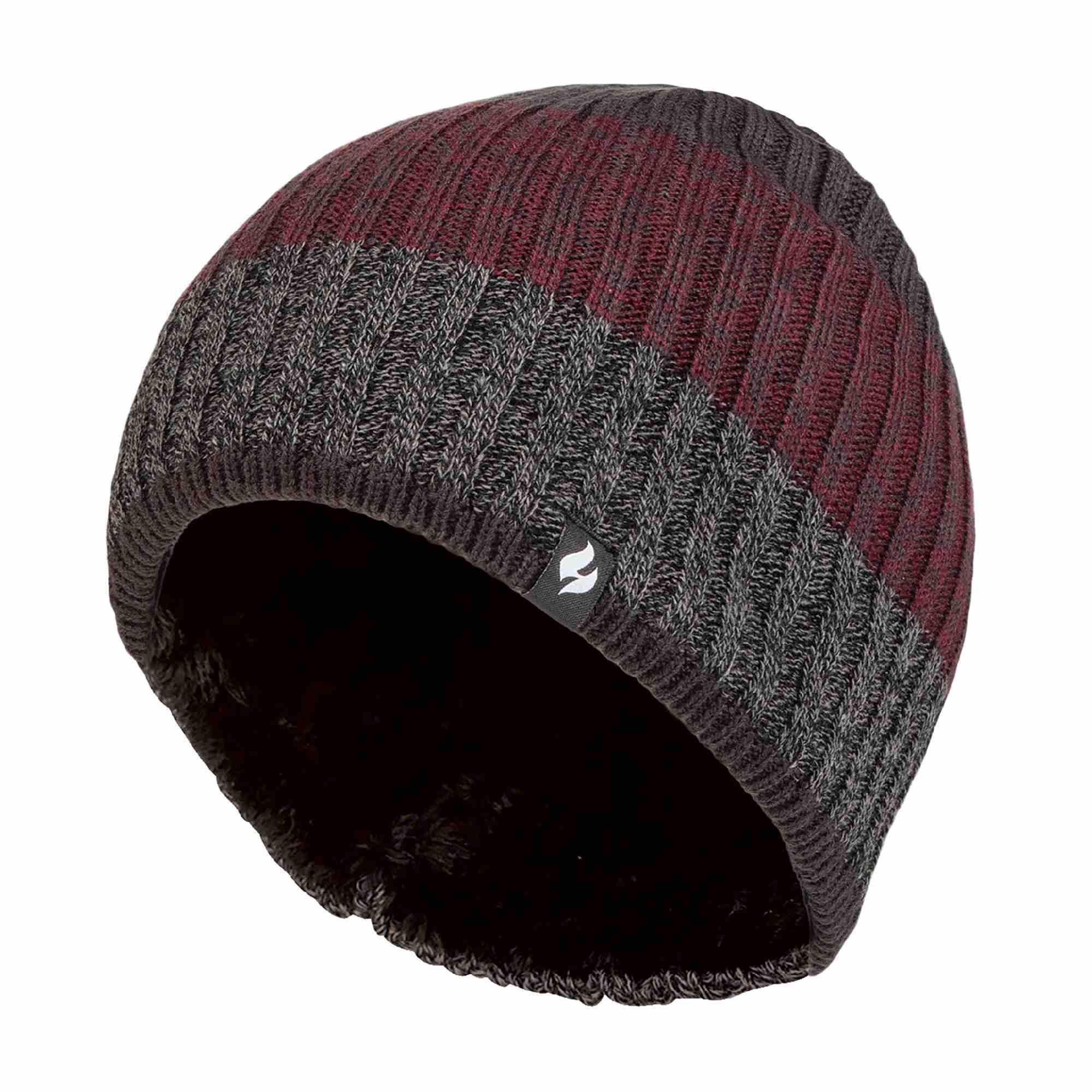 Mens Fleece Lined Striped Winter High Performance Soft Insulated Thermal Beanie 1/4