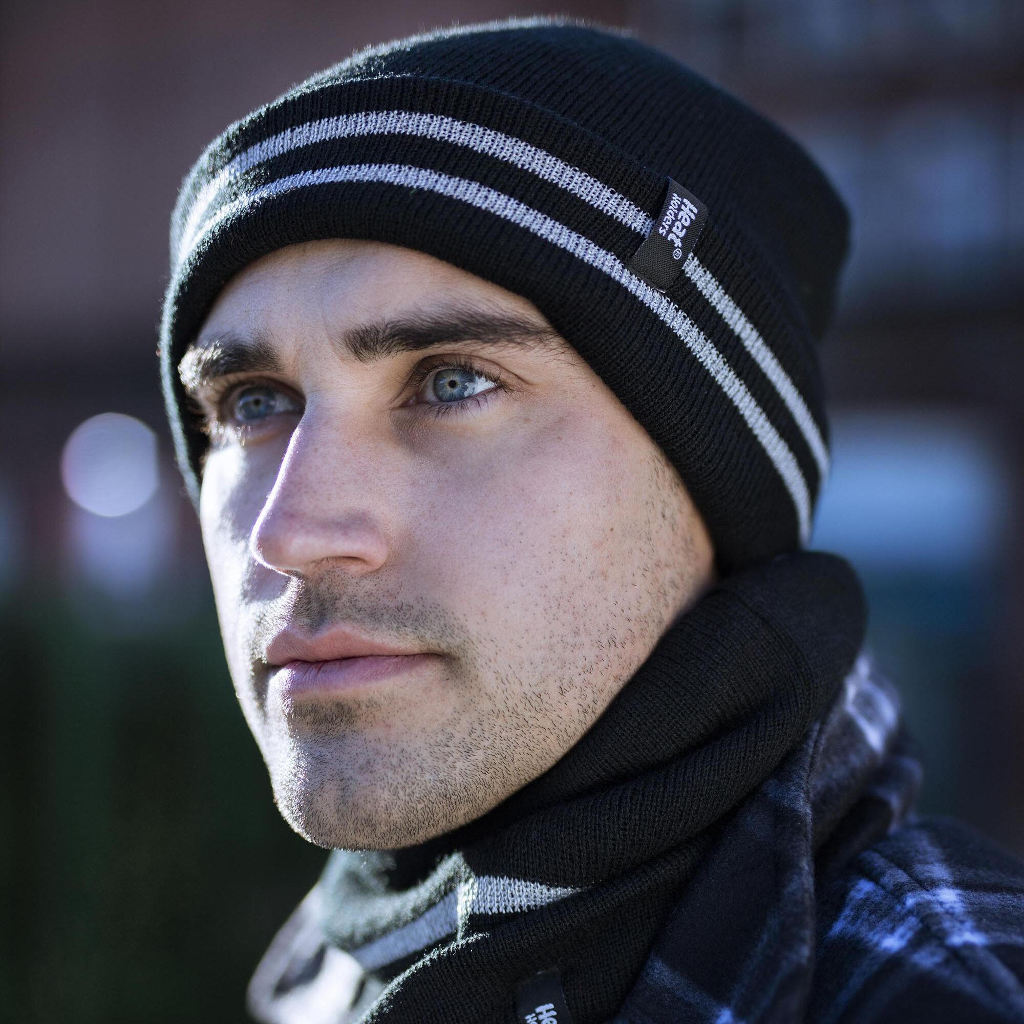 Mens Hi Vis Reflective Soft Fleece Lined Thermal Winter Hat 3/6