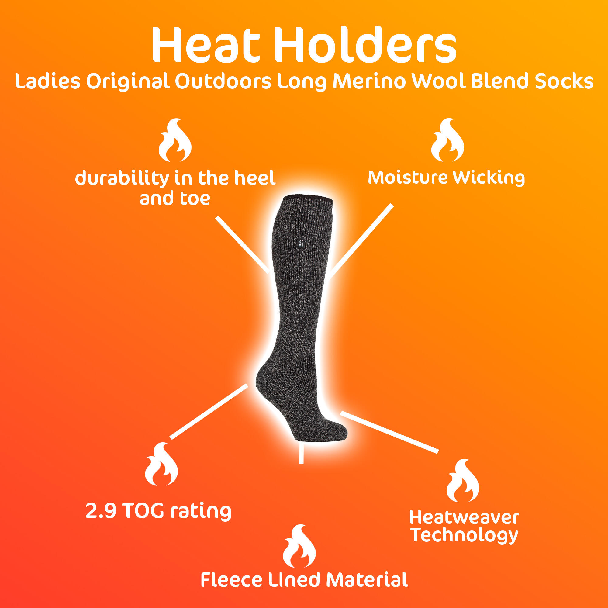 Ladies Outdoor Merino Wool Knee High Long Thermal Socks for Winter 3/7