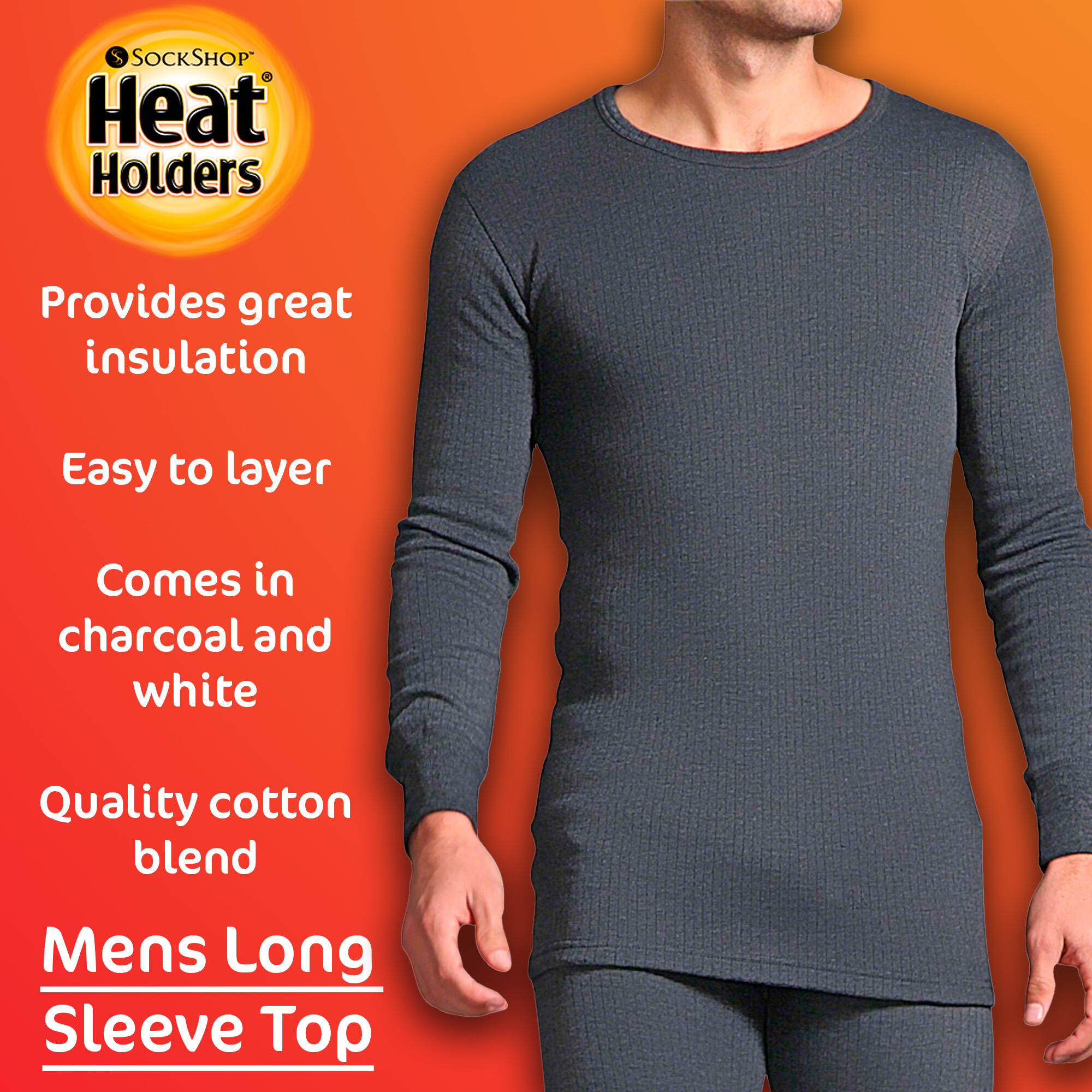 Mens Cotton Thermal Underwear Long Sleeve Top Vest 3/5