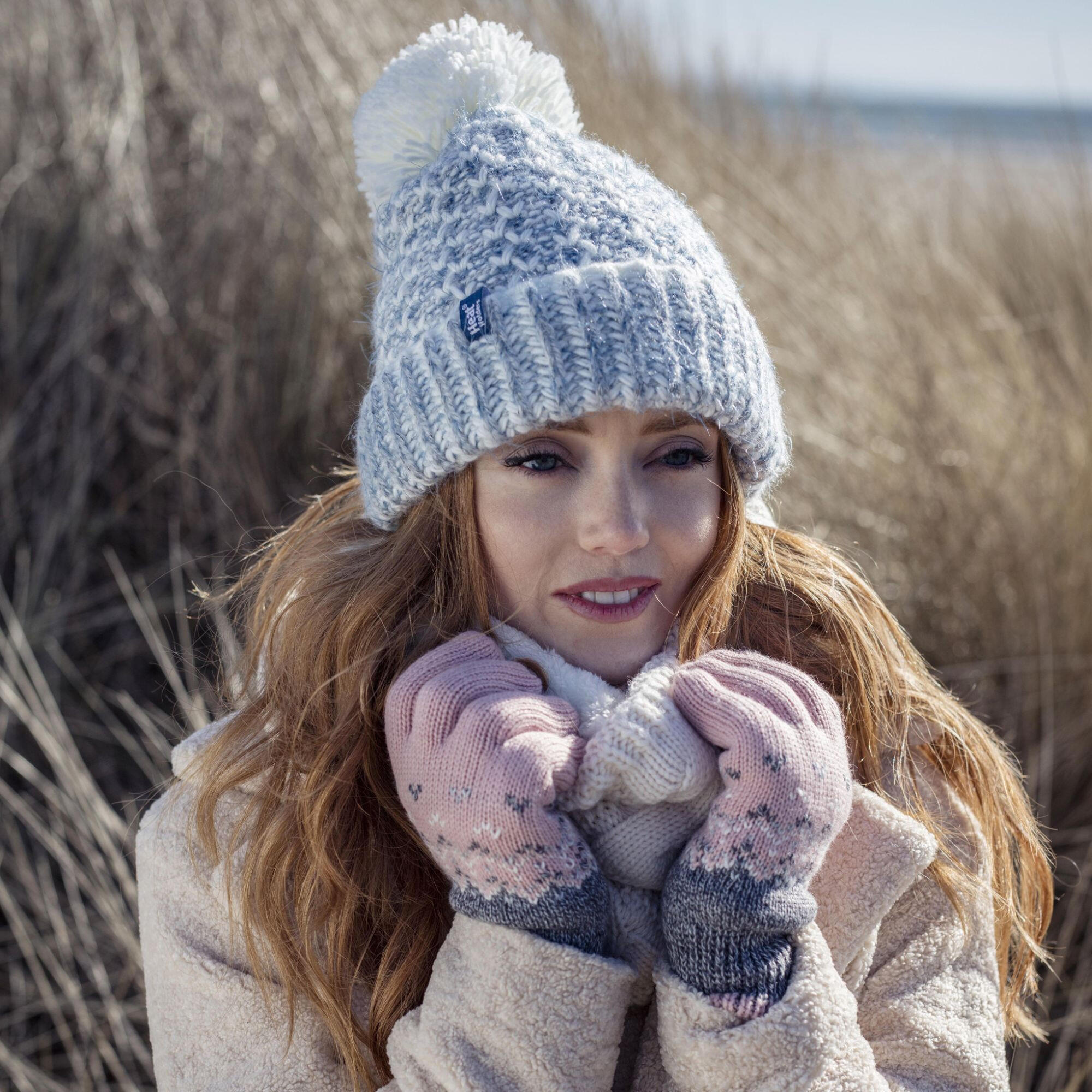 Ladies Fleece Lined Cuffed Thermal Winter Bobble Hat with Pom Pom 3/5