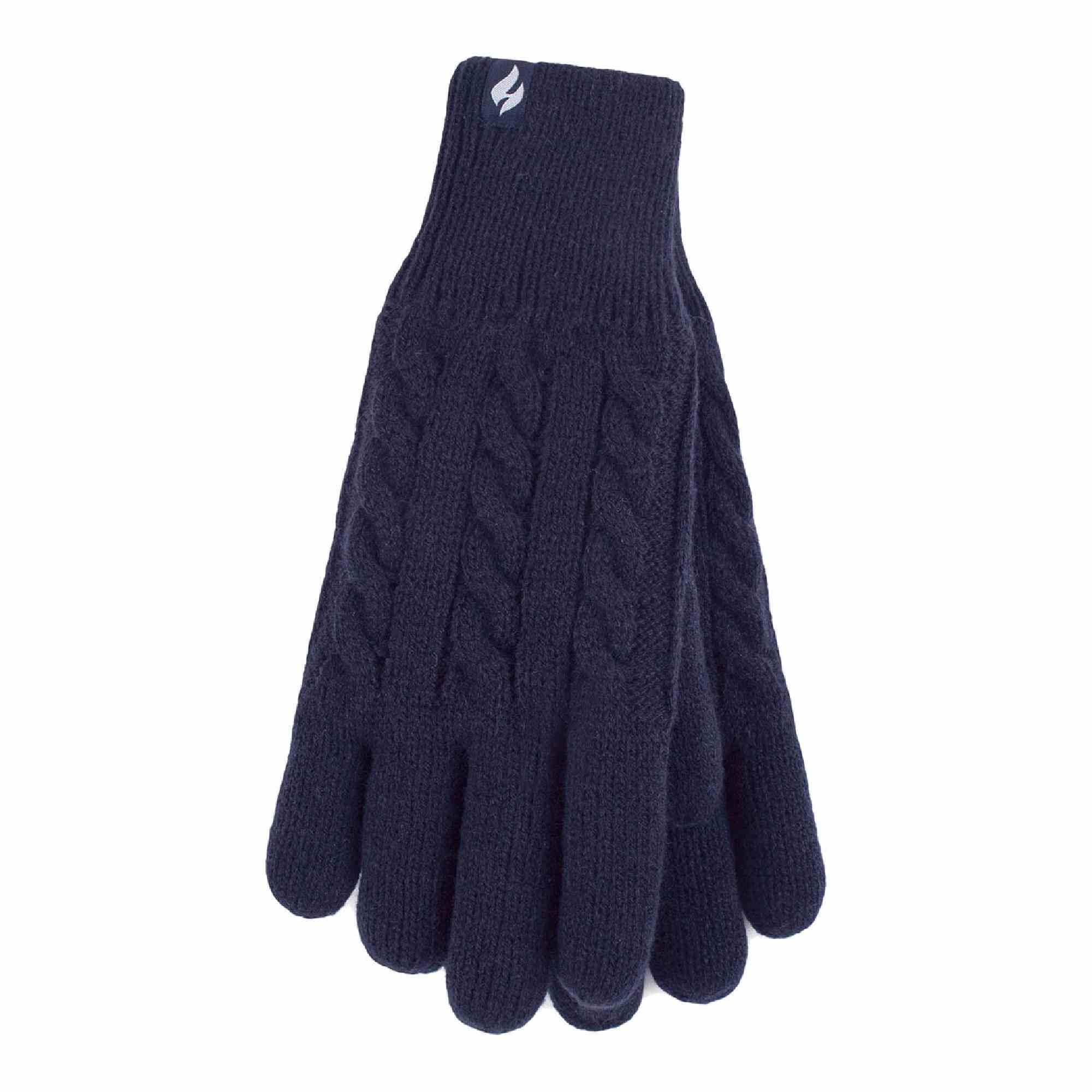 HEAT HOLDERS Ladies Fleece Lined Cable Knit 2.3 TOG Thermal Gloves