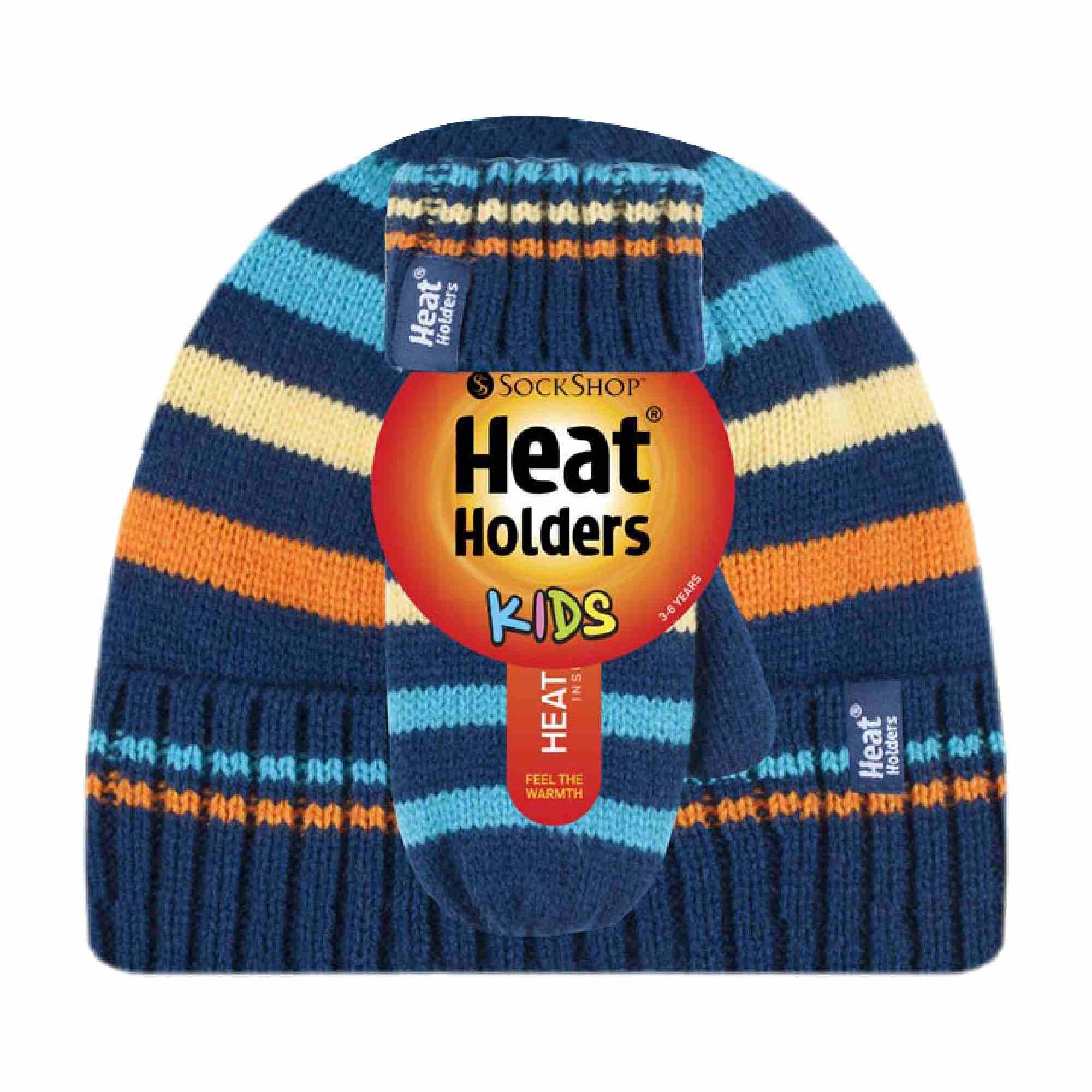 Heat Holders - Kinder Gestrickte Thermofleece Beanie Mütze und Fäustlinge Set 2/4