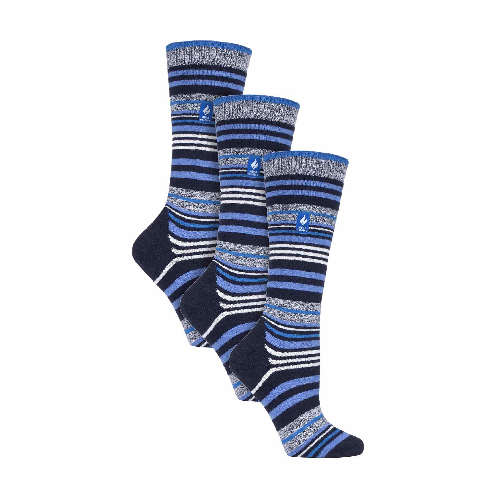HEAT HOLDERS 3 Pack Ladies Patterned Lightweight Thin 2.3 TOG Thermal Knee High Ski Socks