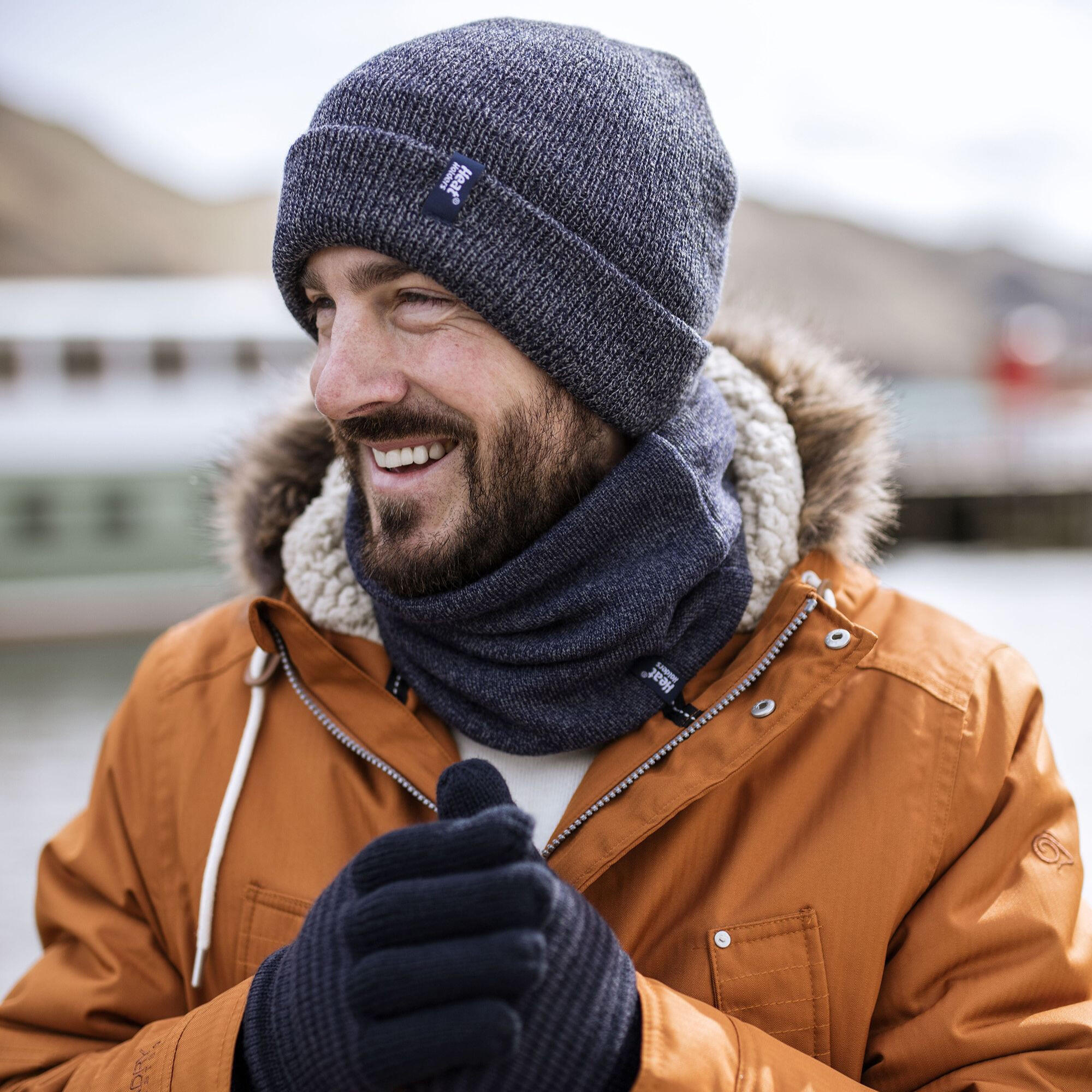 Mens TOG Fleece Lined Thermal Turn Over Cuff Winter Beanie Hat