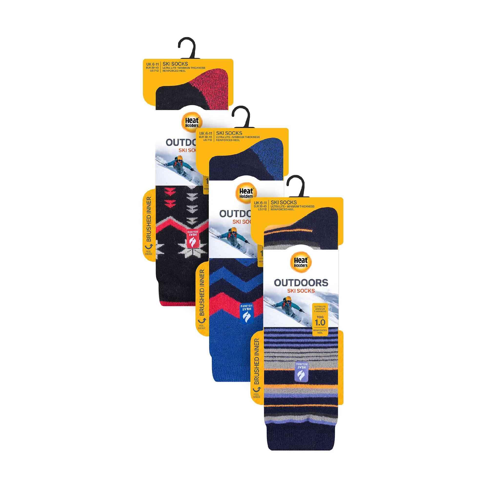 3 Pair Multipack Ultra Lightweight Mens Thermal Ski Socks 2/7