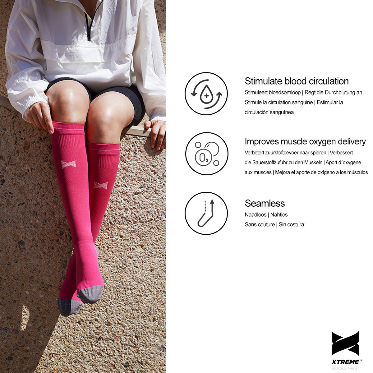 Xtreme Compressie Sokken Hardlopen 6-pack Multi Pink 5/7