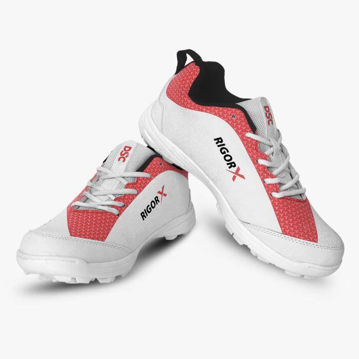 DSC DSC Rigor X Junior Rubber Cricket Shoes - White / Red