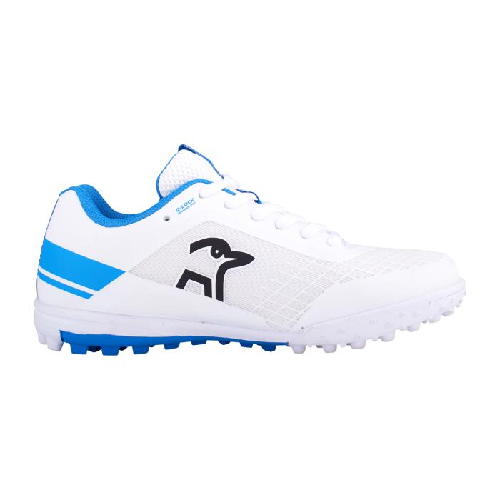 Kookaburra KC 5.0 Rubber Junior Cricket Shoes - White/Royal 3/4