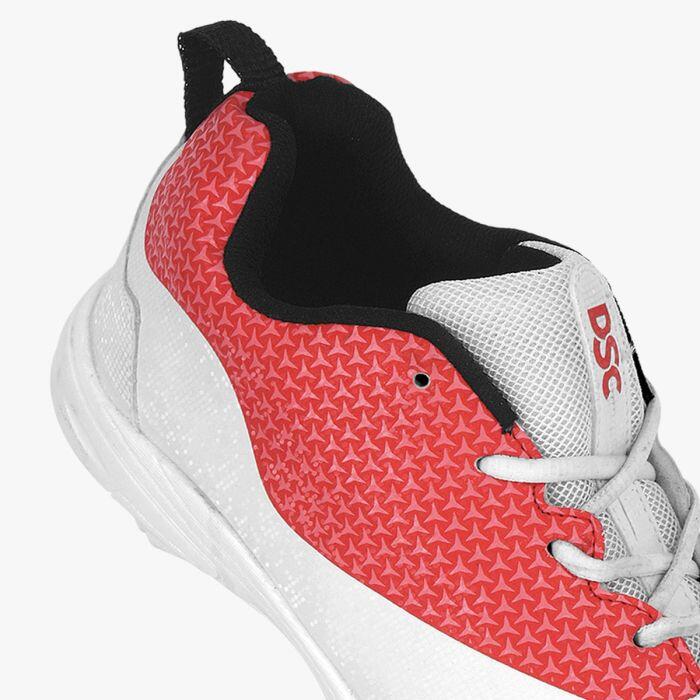 DSC Rigor X Junior Rubber Cricket Shoes - White / Red 5/7