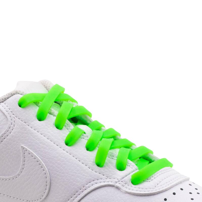 Lacets élastiques larges baskets/sneakers - silicone - vert fluo