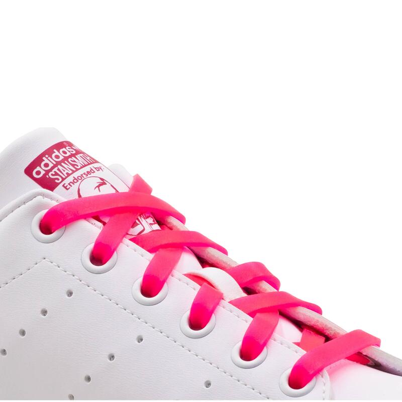 Lacets Élastiques Larges Pour Chaussures Baskets Sneakers Silicone - rose fluo