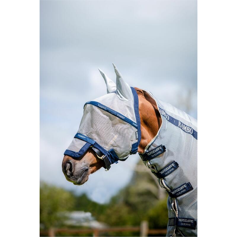 Fliegenmaske Rambo Plus Horseware Silber-Blau