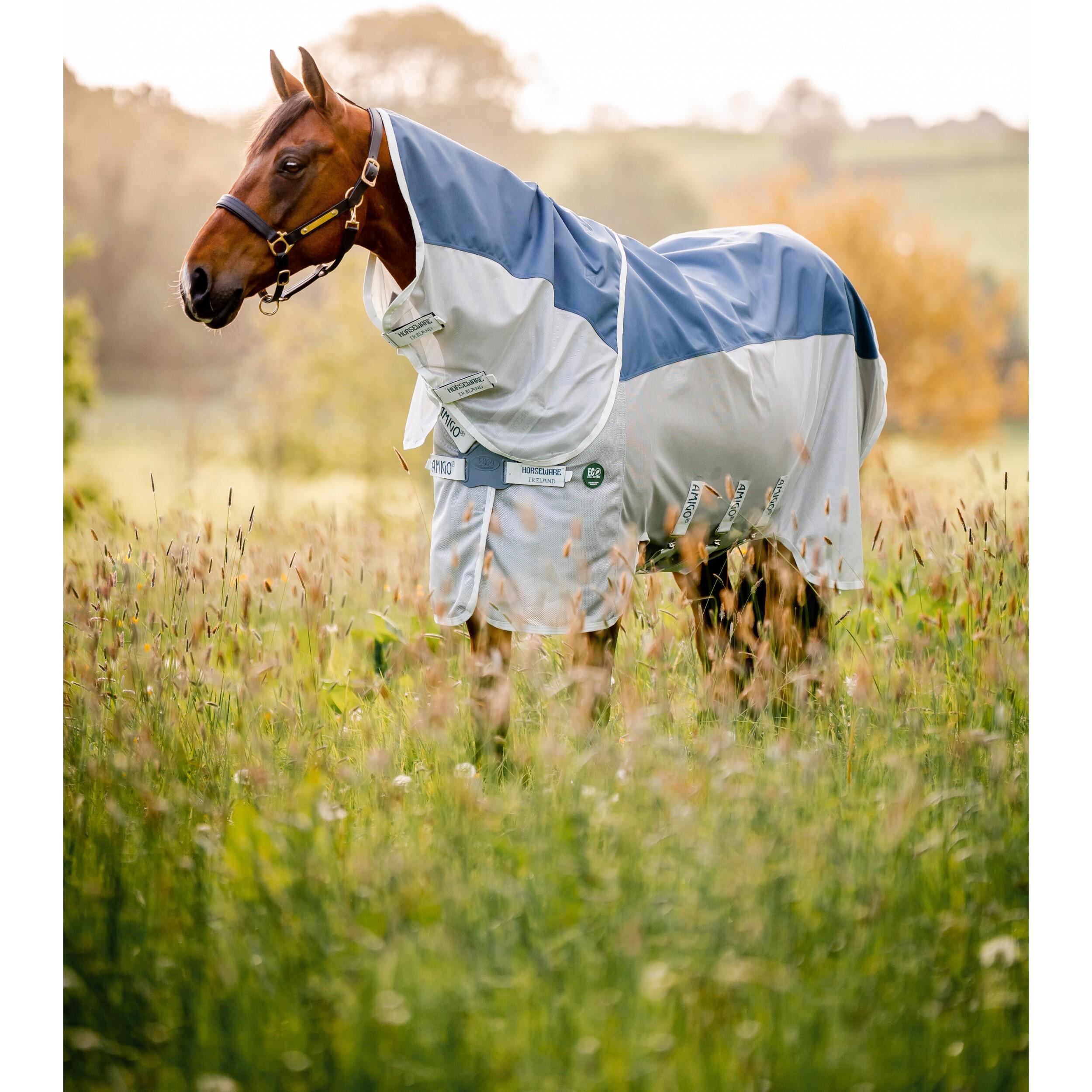 HORSEWARE Fliegen- und Weidedecke mit Halsteil (abnehmbar) AMIGO Ameco Combi teal/grey