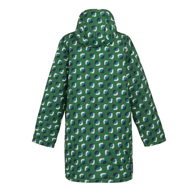 Dames Orla Kiely Elm Leaf Gewatteerd Halflang Jasje (Schaduw/Emerald)