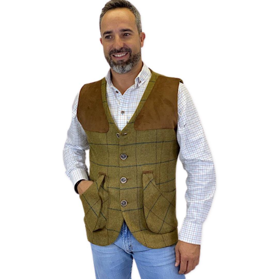 Chaleco Caza Hombre Pasión Morena 07008 Verde Tiradora Tweed 3/5
