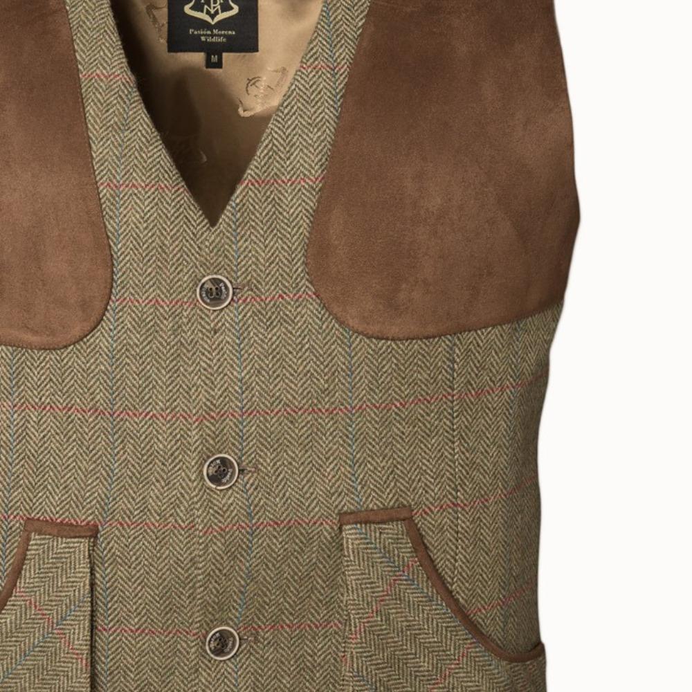 Chaleco Caza Hombre Pasión Morena 07026 Caqui Tiradora Tweed Largo 3/3