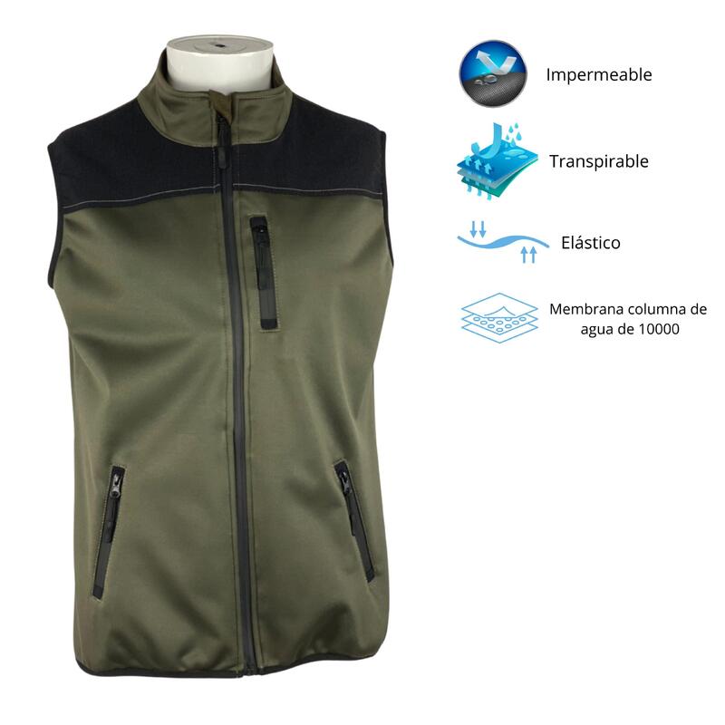 Chaleco Caza Hombre Pasión Morena 07015 Verde Soft Shell Ligero