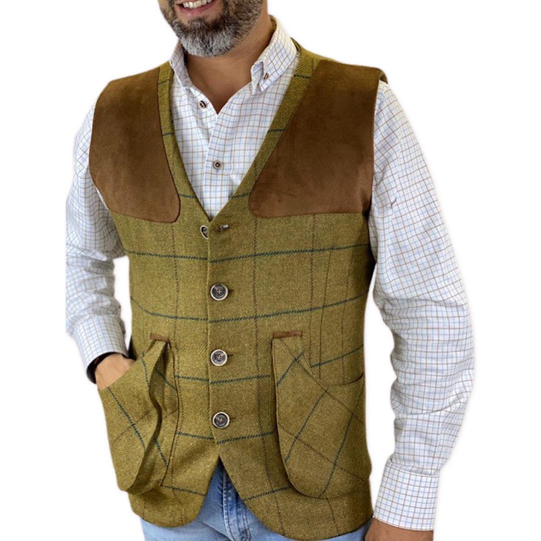 Chaleco Caza Hombre Pasión Morena 07008 Verde Tiradora Tweed 5/5