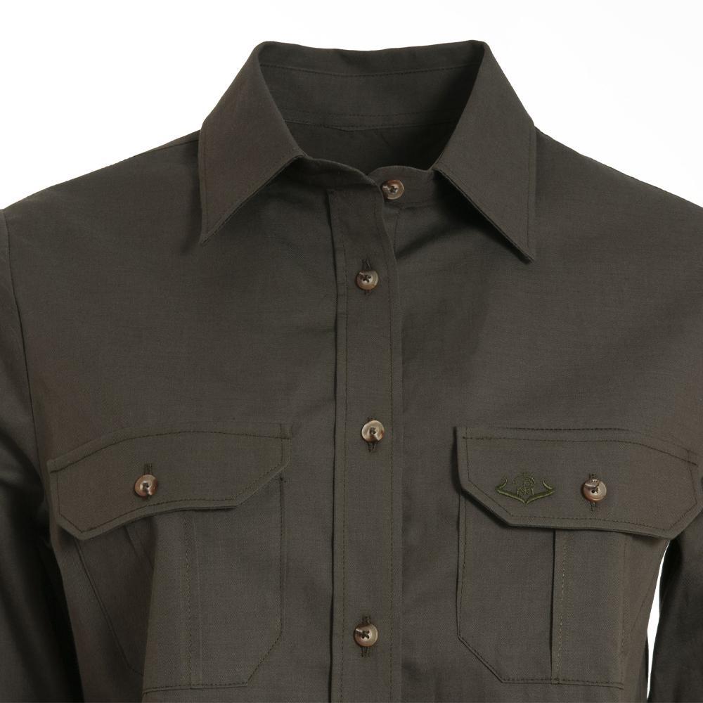 Camisa Caza Mujer Pasión Morena 02102 Verde Safari Manga Larga 3/6