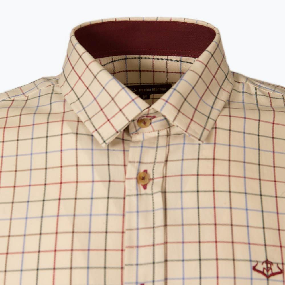 Camisa Caza Hombre Pasion Morena 01103 Beige Manga Larga 4/4