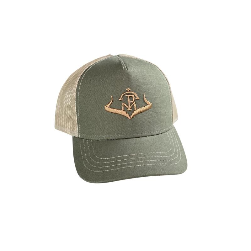 Gorra Caza Pasión Morena 26024 Caqui Camel Trucker Logo Cierre Ajustable