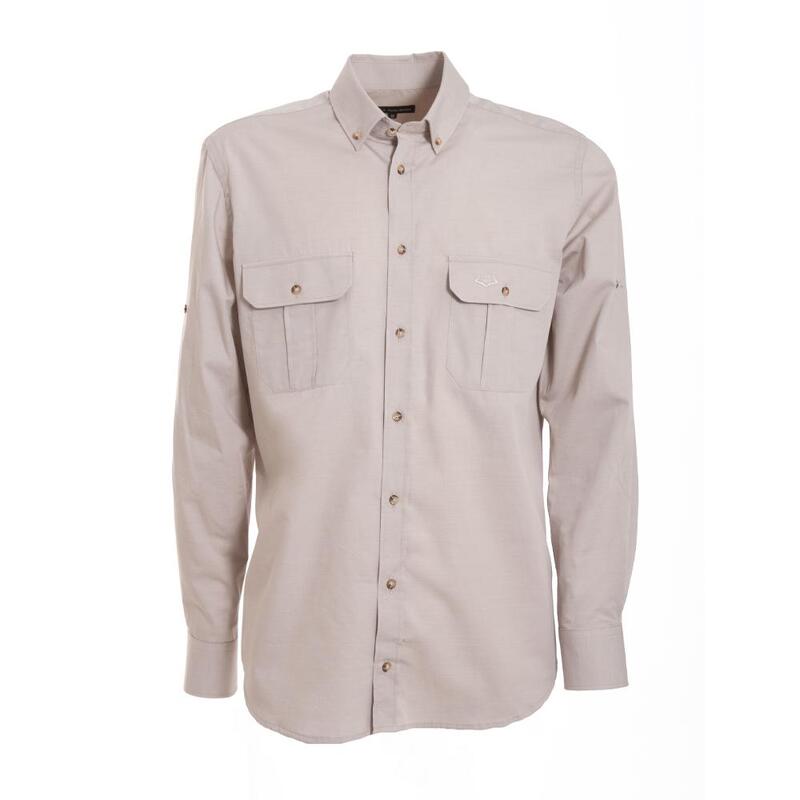 Camisa Caza Hombre Pasión Morena 01115 Beige Safari Manga Larga