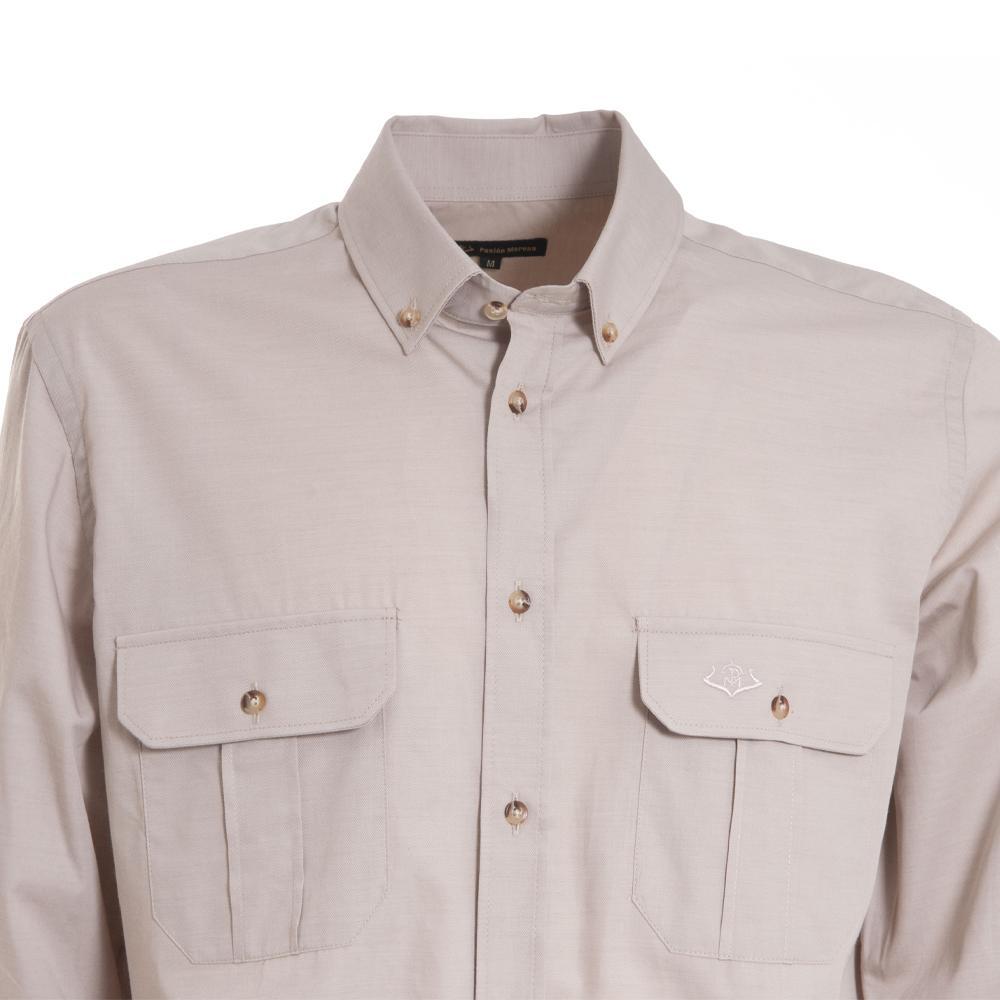 Camisa Caza Hombre Pasión Morena 01115 Beige Safari Manga Larga 4/6