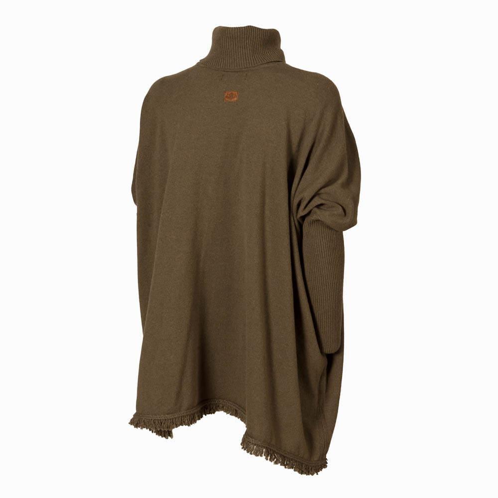Poncho Caza Mujer Pasion Morena 04067 Marrón Corto Cuello Alto Manga Larga 3/4