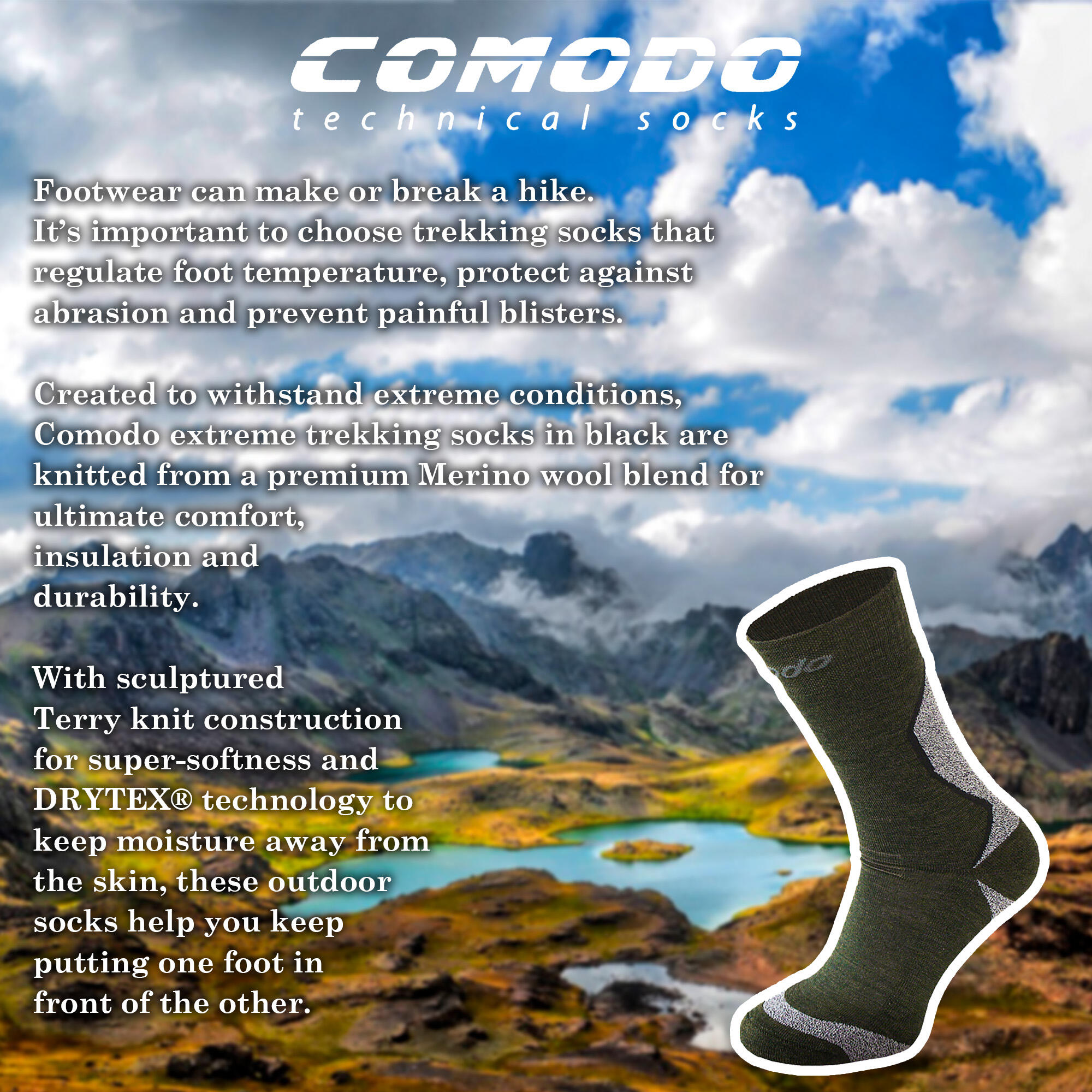 Merino Wool Hiking Thermal Socks | Tough Trekking Socks | Mens & Womens 3/3