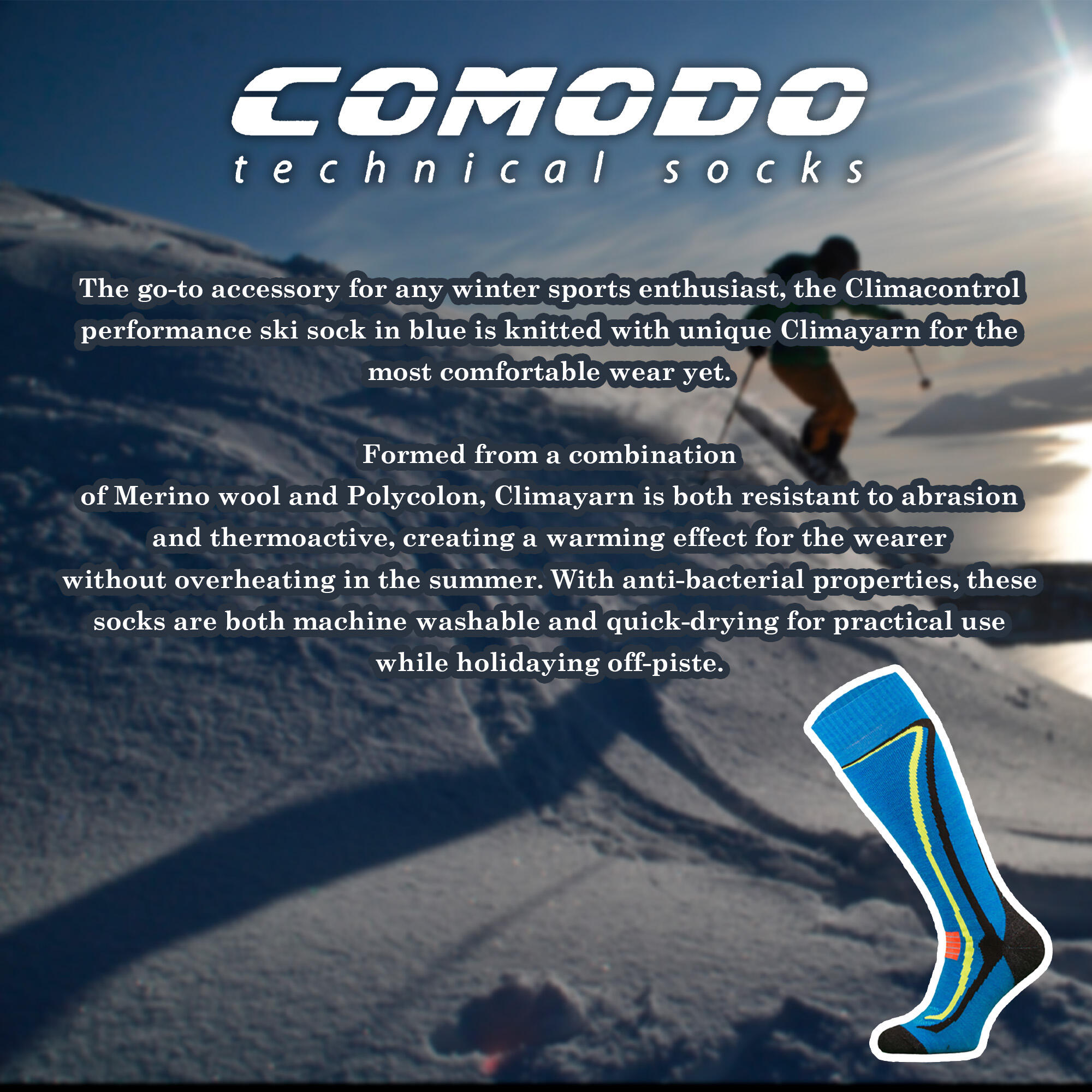 Merino Wool Ski Socks | Snow Sports Climacontrol Knee High Socks | Mens & Ladies 3/3