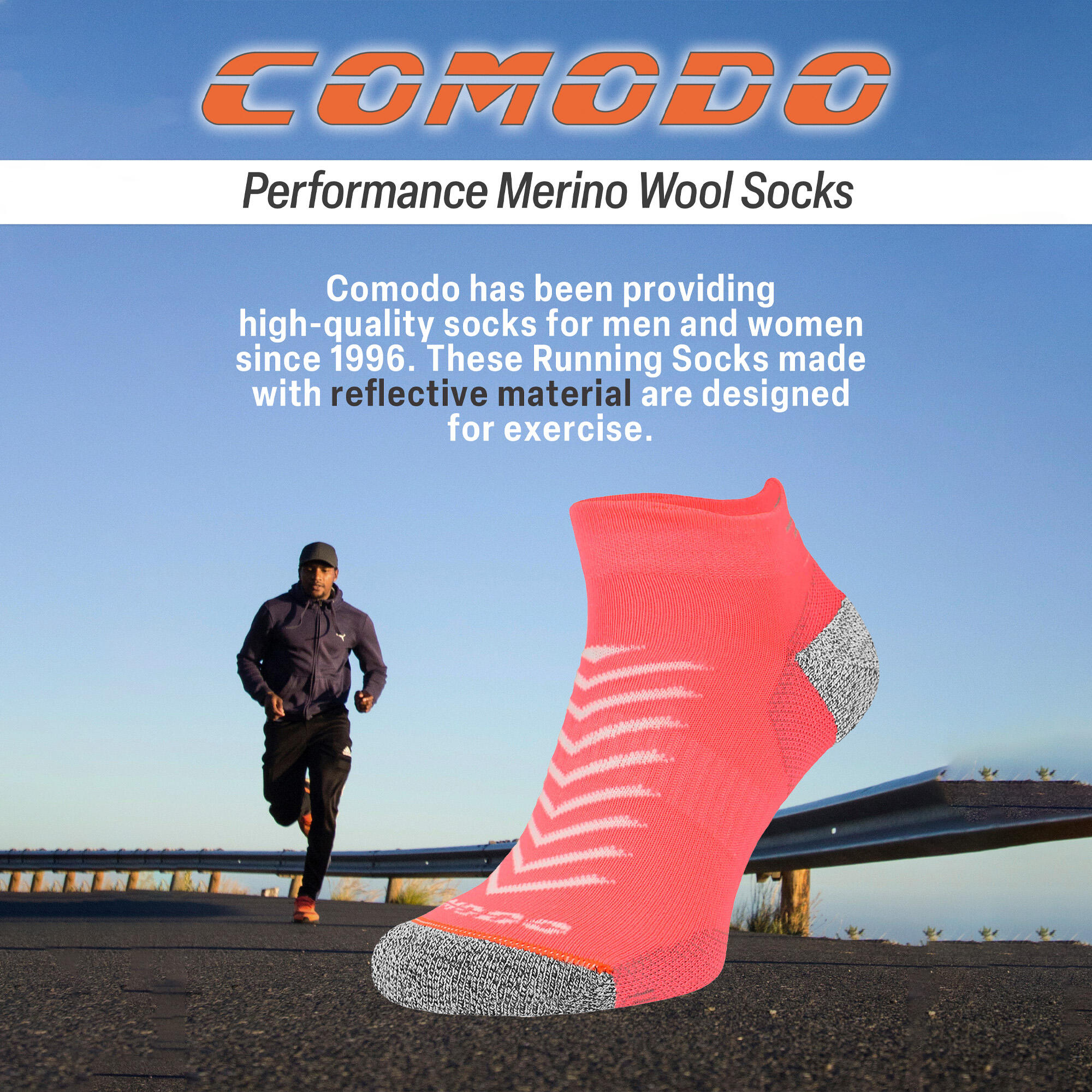 Hi Viz Running Socks for Summer | Reflective Coolmax Socks 3/3