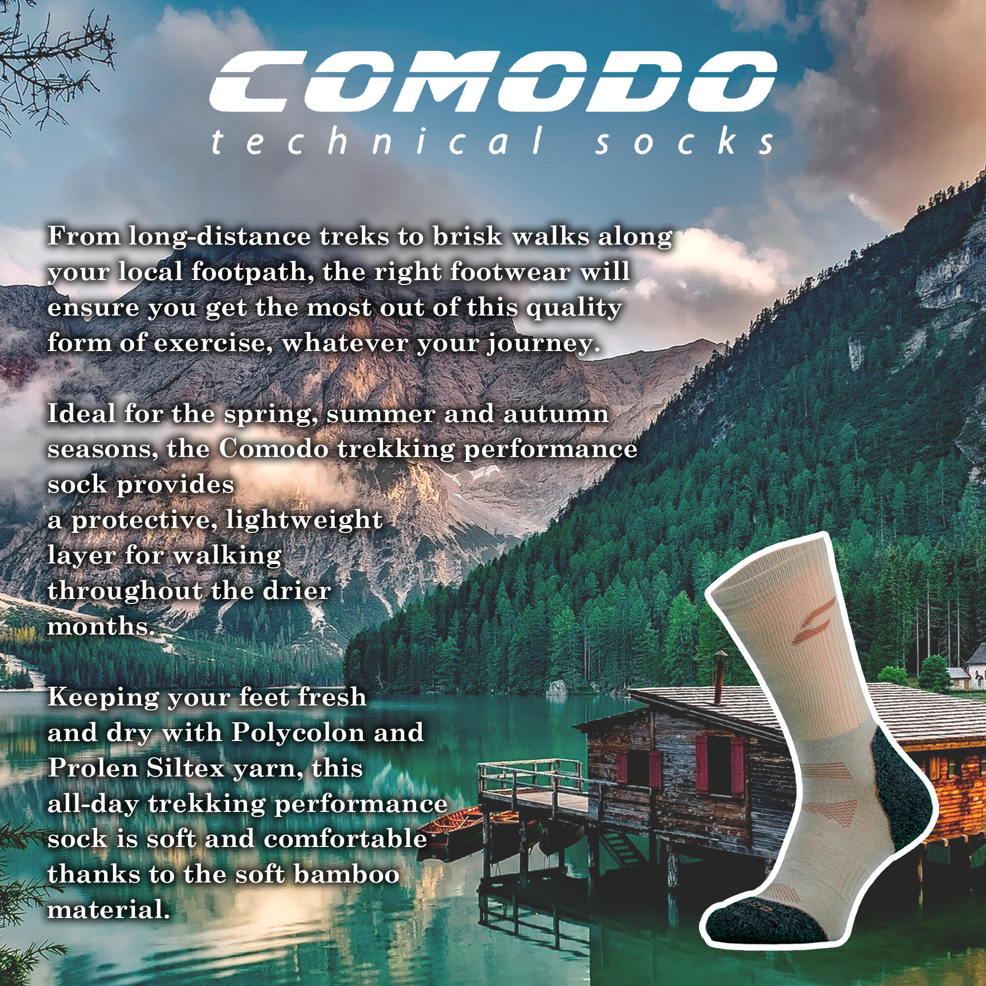 Bamboo Hiking Socks for Summer | Anti Blister Cushioned Heel & Toe | Unisex 3/3