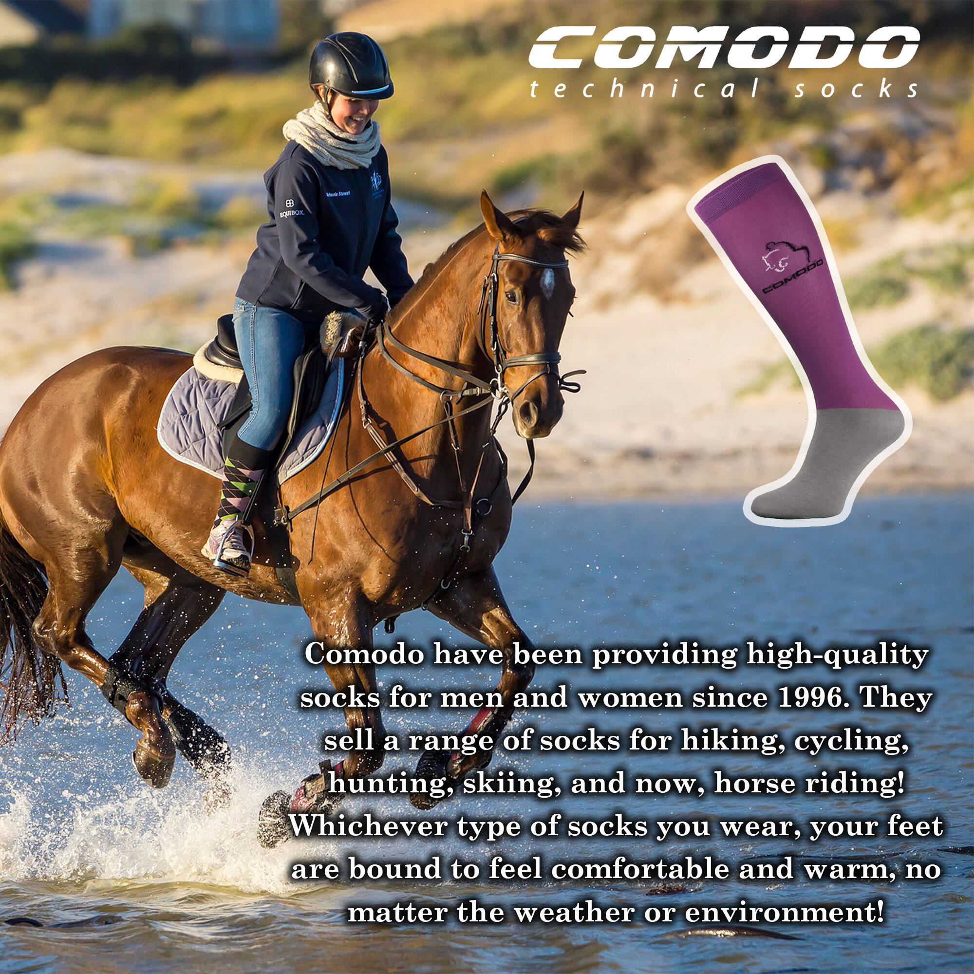 Horse Riding Equestrian Socks | Womens Technical Microfibre Socks 2/2