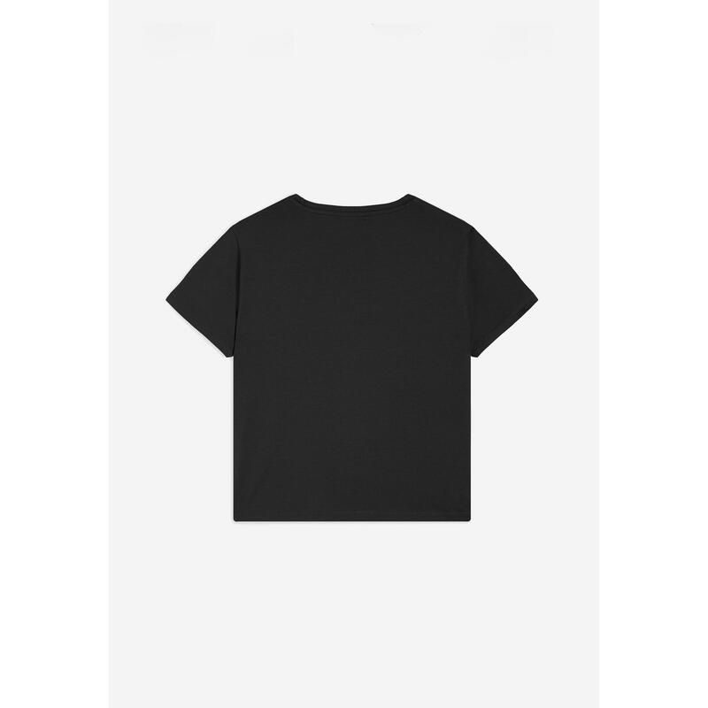 T-shirt donna in jersey corta in vita con piccola stampa