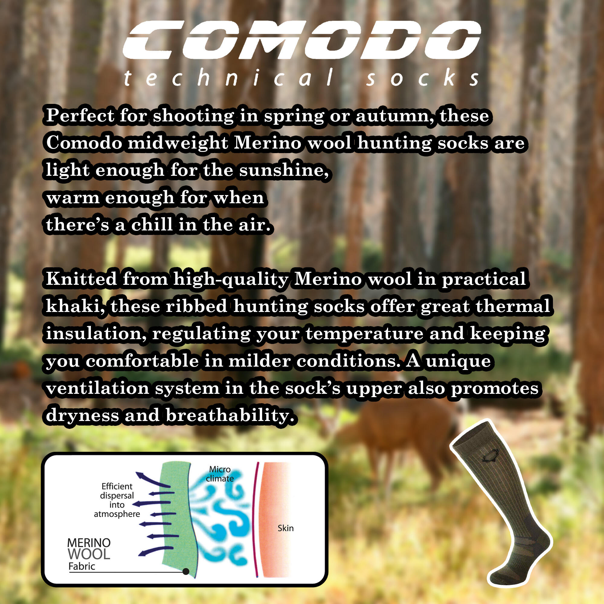 Thick Hunting Hiking Long Merino Wool Socks | Mens & Ladies 3/3