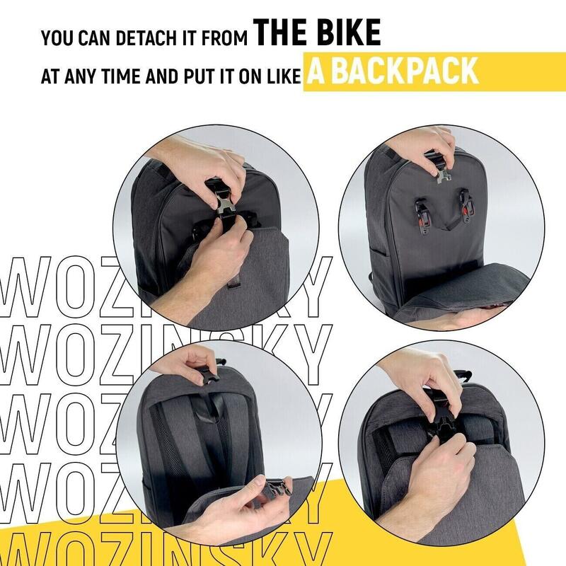 2x sacoche de vélo Wozinsky pour porte-bagages sac à dos de vélo avec cadre