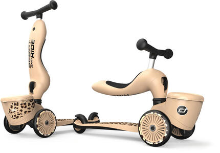 Jeździk i Hulajnoga Scootandride 2W1 z zamykanym schowkiem Leopard lines