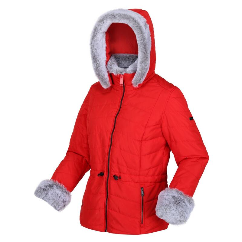 Chaqueta Willabella Ribete de Piel Sintética para Mujer Código Rojo