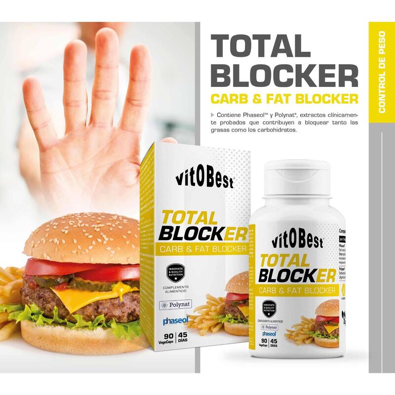 Bloqueador de Carbohidratos y grasas Quemagrasas Total Blocker 90 Caps Vitobest