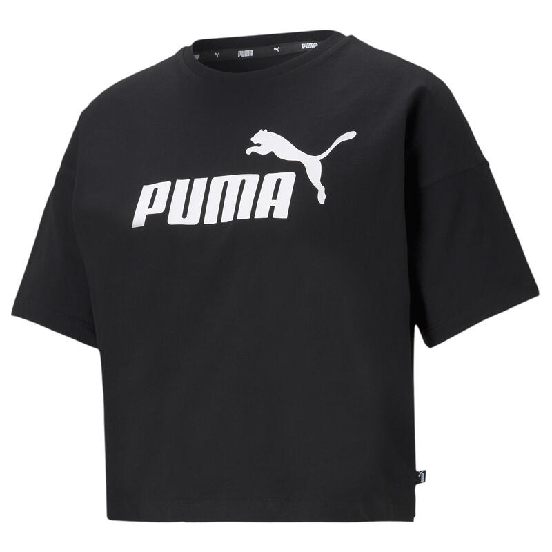T-Shirt PUMA Essentials Logo Cropped para Mulher - Preto
