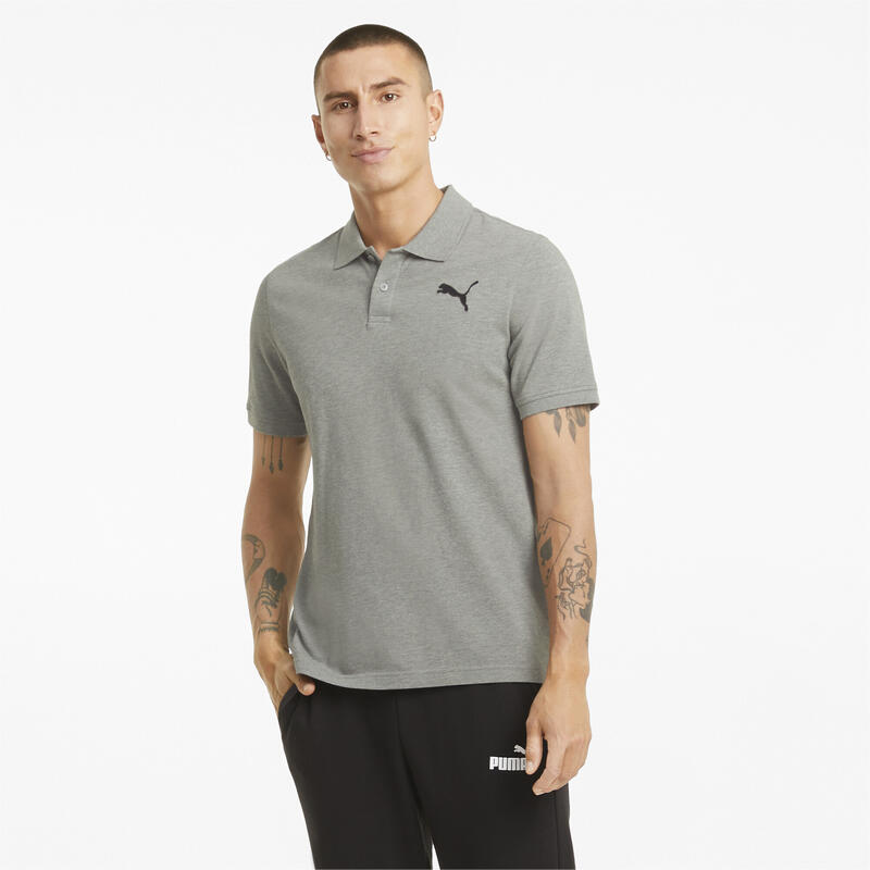 Polo in tessuto piquet Essentials uomo PUMA Medium Gray Heather Cat