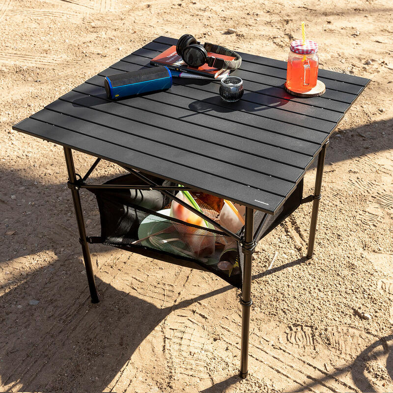 Mesa de Camping Plegable con Cesta y Funda InnovaGoods Negro